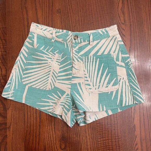 mo:vint New York Tropical Print Linen Blend Shorts Size XS - Picture 1 of 5
